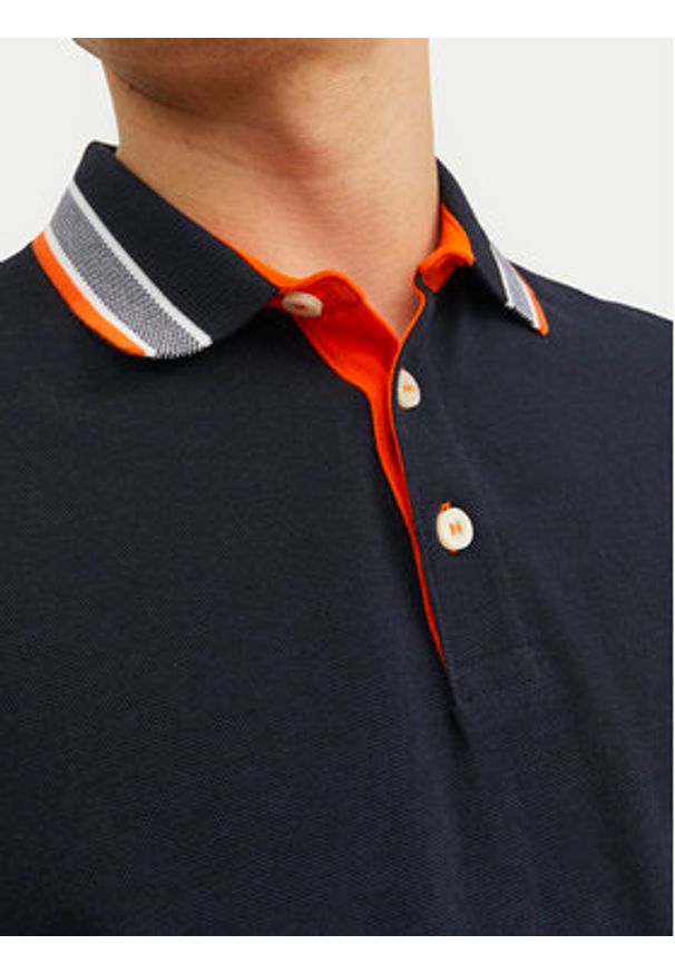 Jack & Jones - Jack&Jones Polo Paulos 12136668 Granatowy Slim Fit. Typ kołnierza: polo. Kolor: niebieski. Materiał: bawełna