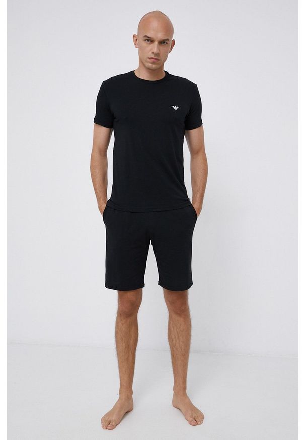 Emporio Armani Underwear Piżama męska kolor czarny z nadrukiem. Kolor: czarny. Materiał: materiał, dzianina. Wzór: nadruk