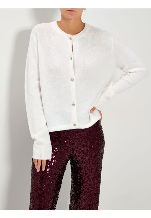 Sinsay - Rozpinany sweter - biały. Kolor: biały