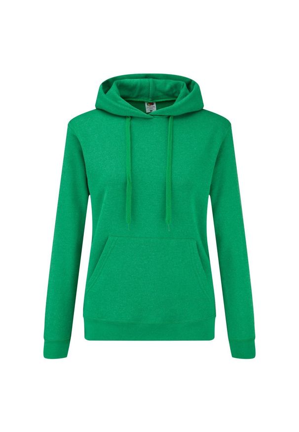 FRUIT OF THE LOOM - Dopasowana Bluza Damska Kaptur. Kolor: zielony. Wzór: nadruk