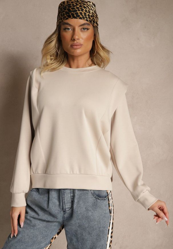 Renee - Beżowa Bluza z Wiskozą z Szerokimi Ramionami Alioris. Okazja: na co dzień. Kolor: beżowy. Materiał: wiskoza. Styl: elegancki, casual