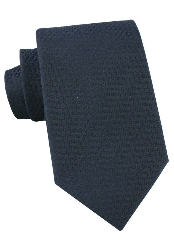 Elegancki Krawat Chattier - Granatowy, Drobna Faktura Tkaniny. Kolor: niebieski. Materiał: tkanina. Styl: elegancki