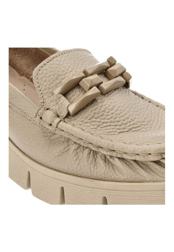 Beżowe Modne Półbuty Armodo Stylowe Obuwie Damskie. Kolor: beżowy. Materiał: jeans, skóra. Szerokość cholewki: normalna. Styl: elegancki