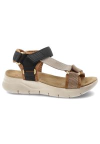 Sandały damskie Artiker, cholewka z materiału tekstylnego regulowane paski z zapięciem na rzep, kolorowe, 58C1234. Zapięcie: rzepy. Materiał: materiał. Wzór: kolorowy, paski #2