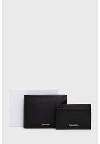 Calvin Klein portfel i etui na karty skórzane męski kolor czarny. Kolor: czarny. Materiał: skóra. Wzór: gładki #5