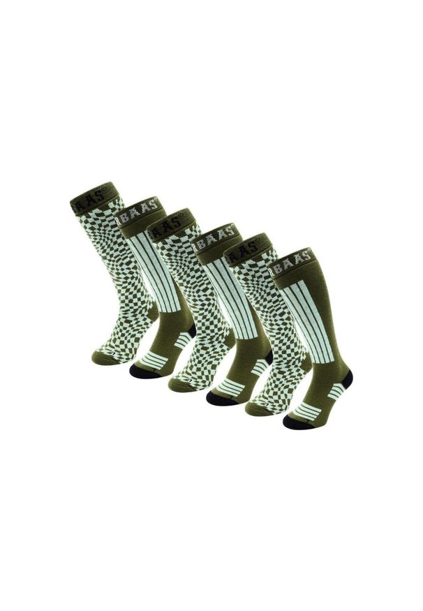 POEDERBAAS - Skarpety narciarskie - unisex - 6 par - oliwkowo-zielone. Kolor: zielony. Materiał: wełna. Sport: narciarstwo