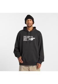 Bluza męska New Balance Numeric MT51954BK – czarna. Typ kołnierza: kaptur. Kolor: czarny. Materiał: poliester, materiał, bawełna. Wzór: aplikacja, napisy