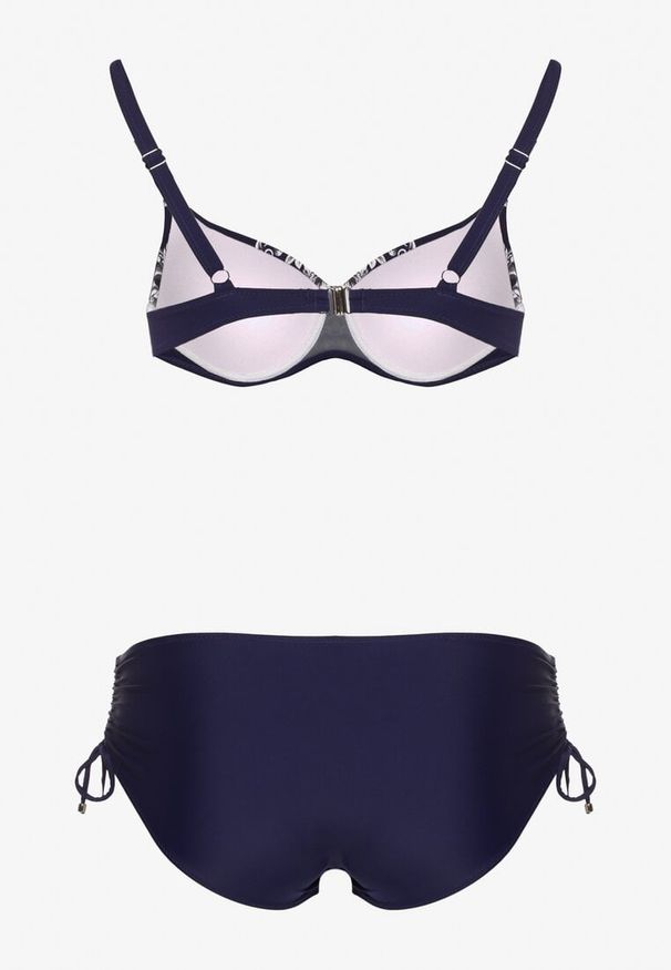 Born2be - Granatowe Bikini Biustonosz z Wiązaniem i Majtki Typu Figi Norettia. Kolekcja: plus size. Kolor: niebieski. Materiał: jeans