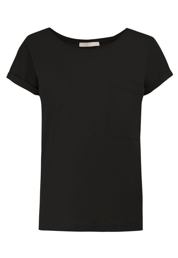 Born2be - Czarny T-shirt Haidaleia. Okazja: na co dzień. Kolor: czarny. Materiał: bawełna, dzianina. Długość rękawa: krótki rękaw. Długość: krótkie. Wzór: aplikacja. Styl: sportowy, casual, klasyczny