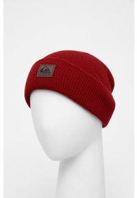 Quiksilver czapka kolor czerwony z cienkiej dzianiny. Kolor: czerwony. Materiał: dzianina #3