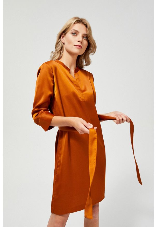 Sukienka MOODO na co dzień, ze stójką, elegancka, prosta