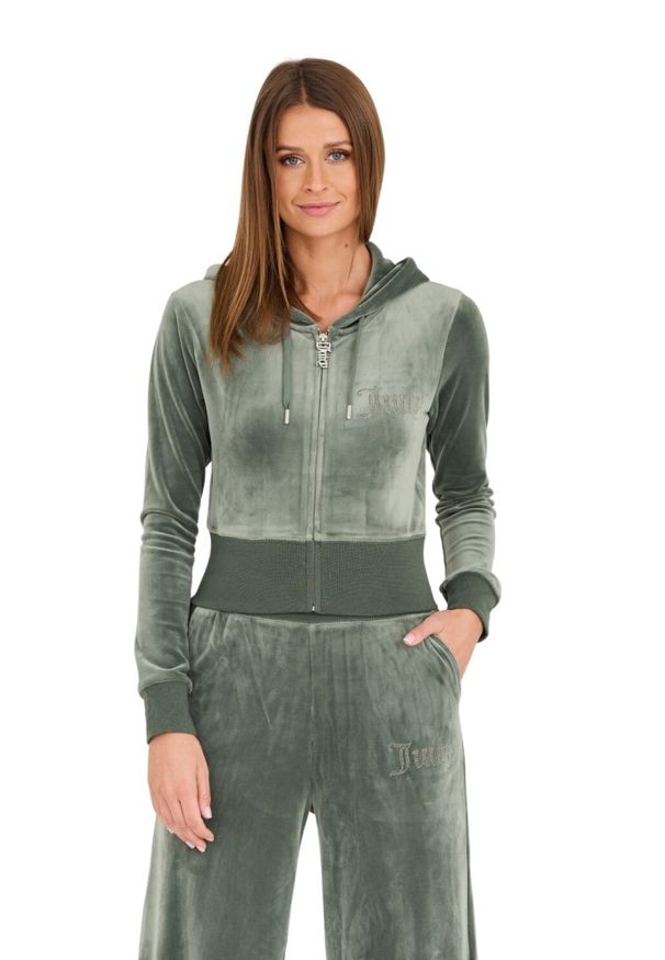 Juicy Couture - JUICY COUTURE Zielona damska bluza Marissa Velour Track Top, Rozmiar M. Kolor: zielony