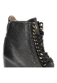 Sneakersy damskie Neścior, ze skóry licowej na koturnie i sznurowane, nikiel, 088-B. Okazja: na co dzień. Zapięcie: sznurówki. Kolor: srebrny. Materiał: skóra. Obcas: na koturnie. Styl: casual #3