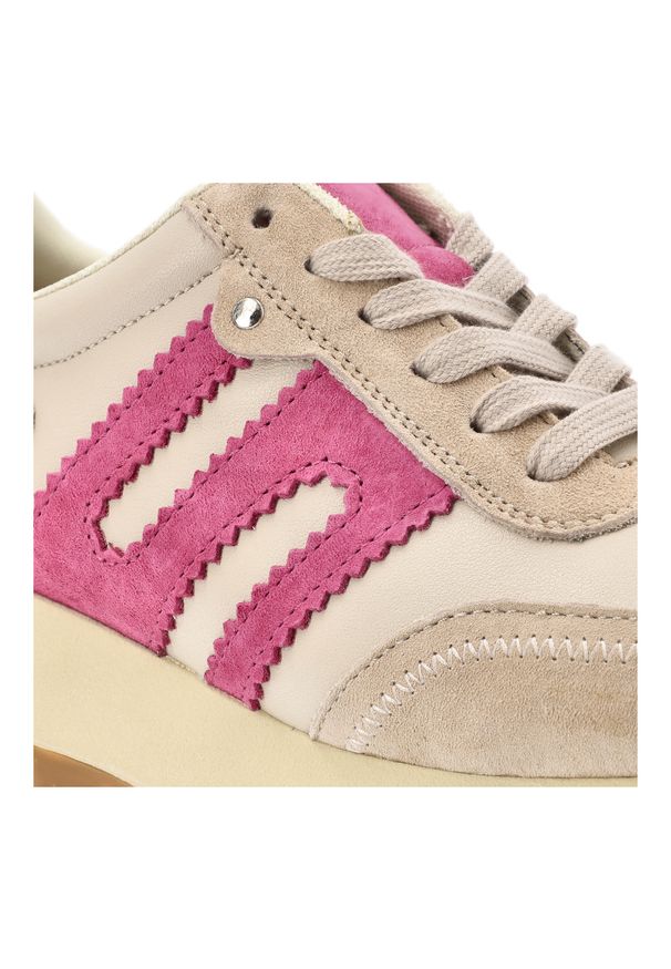 Beżowe Sneakersy Filippo Sportowe Obuwie Damskie. Kolor: beżowy. Materiał: zamsz, materiał