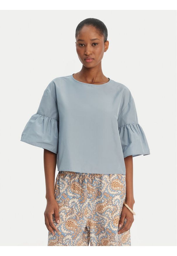 Weekend Max Mara Bluzka Break 2615111152 Błękitny Loose Fit. Kolor: niebieski. Materiał: syntetyk, bawełna
