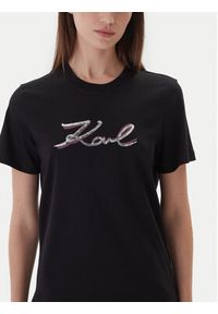 Karl Lagerfeld - KARL LAGERFELD T-Shirt A4W17052 Czarny Regular Fit. Typ kołnierza: dekolt w karo. Kolor: czarny. Materiał: bawełna #3