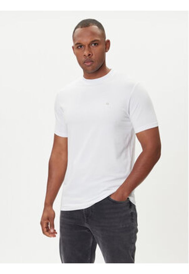 Karl Lagerfeld - KARL LAGERFELD T-Shirt 755053 554235 Biały Regular Fit. Typ kołnierza: dekolt w karo. Kolor: biały. Materiał: bawełna