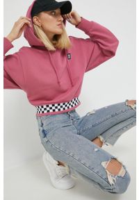 Vans bluza bawełniana damska kolor fioletowy z kapturem z aplikacją. Typ kołnierza: kaptur. Kolor: fioletowy. Materiał: bawełna. Wzór: aplikacja #1