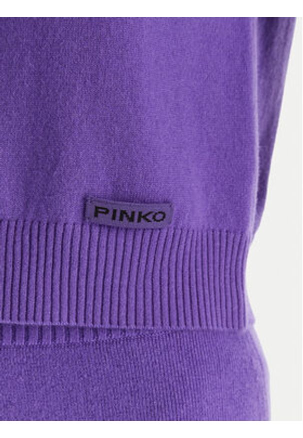 Pinko - PINKO Sweter Gorgona 105450 A2Q9 Fioletowy Regular Fit. Kolor: fioletowy. Materiał: wełna