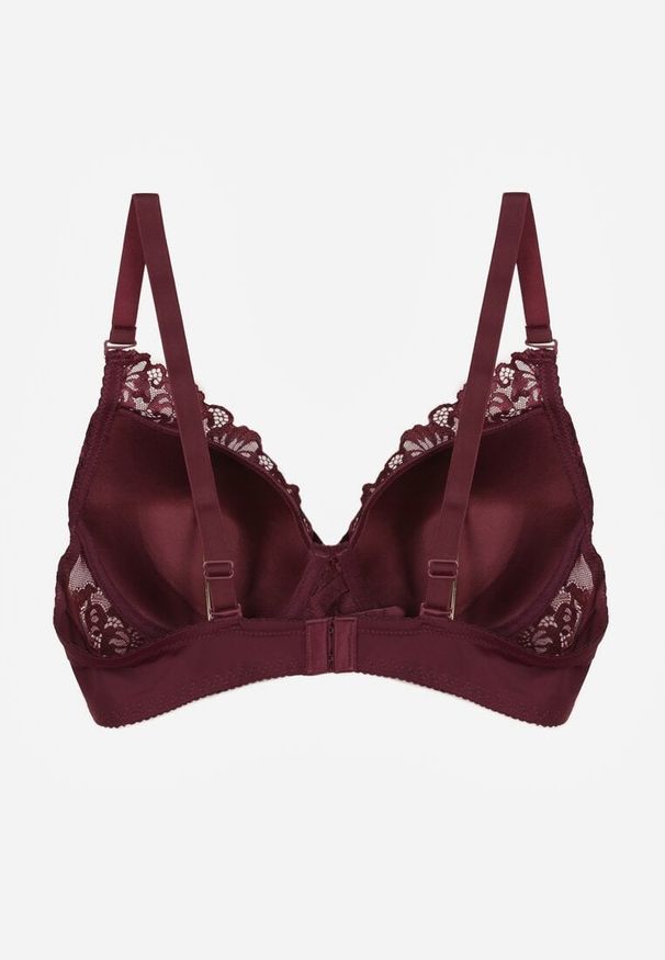 Renee - Bordowy Koronkowy Biustonosz w Klasycznym Stylu Coralee. Kolor: czerwony. Materiał: koronka. Wzór: aplikacja, gładki