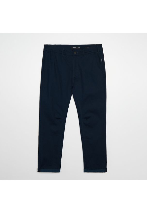 Cropp - Spodnie chino slim - Granatowy. Kolor: niebieski