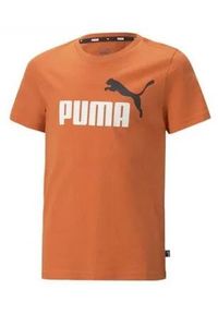 Koszulka Dziecięca Puma Ess+2 Col Logo Tee. Kolor: pomarańczowy. Materiał: bawełna. Wzór: kolorowy