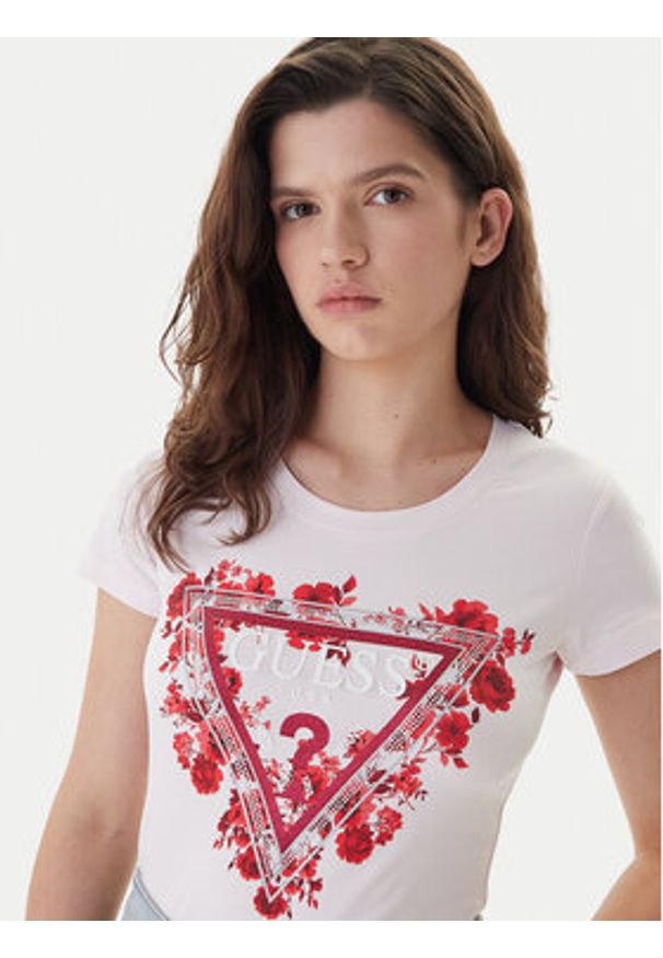 Guess T-Shirt W6RI23 J1314 Różowy Regular Fit. Kolor: różowy. Materiał: bawełna