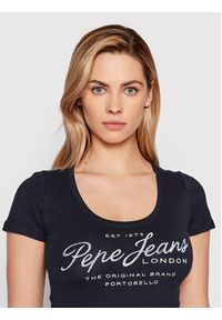 Pepe Jeans T-Shirt Baia PL505123 Granatowy Regular Fit. Kolor: niebieski. Materiał: bawełna