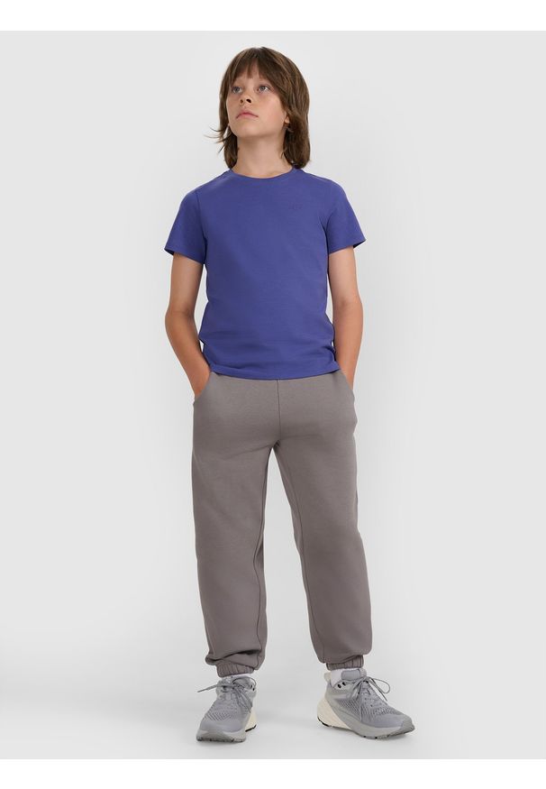 4f - 4F T-shirt regular gładki chłopięcy - niebieski 140 (9-10 lat). Okazja: na co dzień. Kolor: niebieski. Materiał: bawełna, materiał, jersey. Długość rękawa: krótki rękaw. Długość: krótkie. Wzór: gładki. Sezon: lato. Styl: młodzieżowy, klasyczny, casual, sportowy