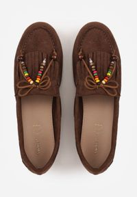 Born2be - Brązowe Mokasyny VICES z Wkładką ze Skóry Naturalnej i Ozdobnymi Koralikami Neni. Okazja: na co dzień. Kolor: brązowy. Materiał: skóra. Styl: casual, klasyczny, elegancki #2