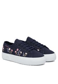 Superga Tenisówki 3740 Platform Flower Embroidery Leggera S5138TW Granatowy. Kolor: niebieski. Materiał: materiał. Obcas: na platformie #3