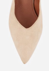 Renee - Beżowe Szpilki Vices z Wkładką ze Skóry Naturalnej Ozdobione Cyrkoniami Gioriana. Kolor: beżowy. Materiał: skóra. Wzór: aplikacja. Obcas: na szpilce. Styl: elegancki, klasyczny. Wysokość obcasa: średni #6