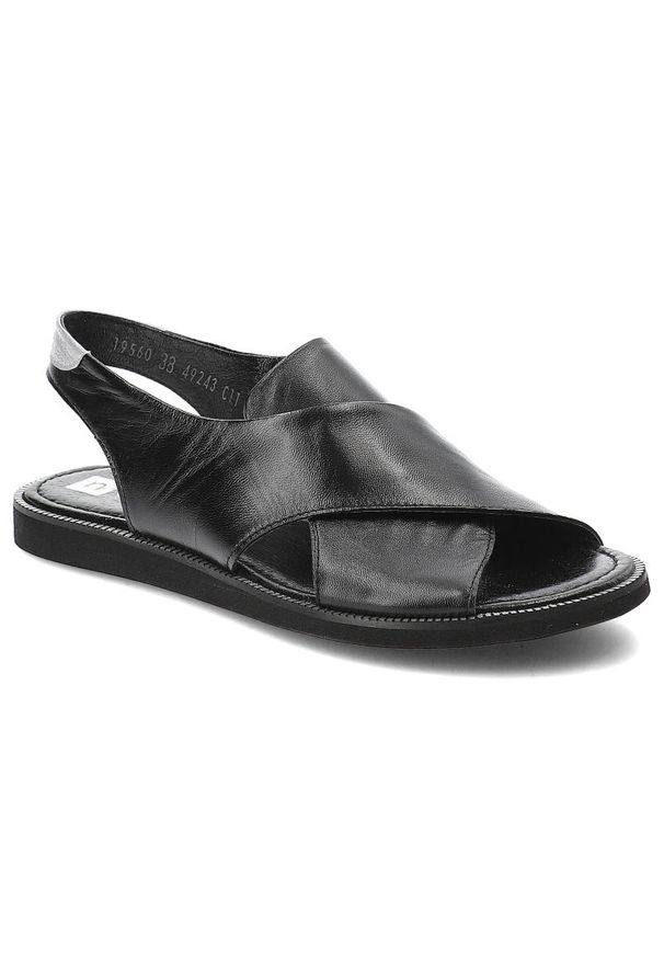 Czarne Sandały Nessi Wygodne Skórzane Buty. Okazja: na co dzień. Zapięcie: pasek. Kolor: czarny. Materiał: skóra. Sezon: lato. Styl: casual, klasyczny, elegancki