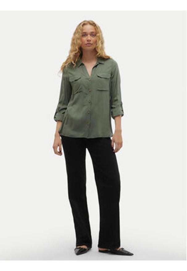 Vero Moda Koszula Bumpy 10275283 Zielony Regular Fit. Kolor: zielony. Materiał: wiskoza