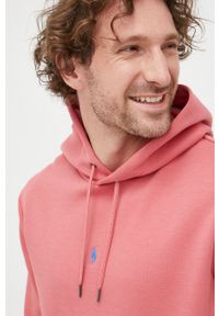 Polo Ralph Lauren bluza 710839047009 męska kolor różowy z kapturem gładka. Okazja: na co dzień. Typ kołnierza: kaptur, polo. Kolor: różowy. Wzór: gładki. Styl: casual #4