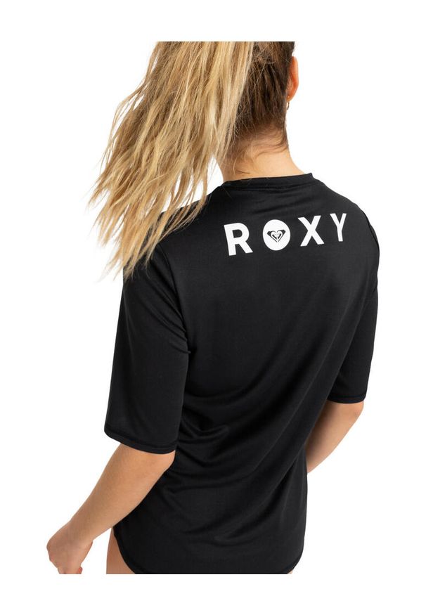 Roxy - Koszulka rash vest z krótkim rękawem dla Kobiety HAPPY WAVES Czarny. Kolor: szary. Materiał: elastan, poliester, materiał. Długość: krótkie