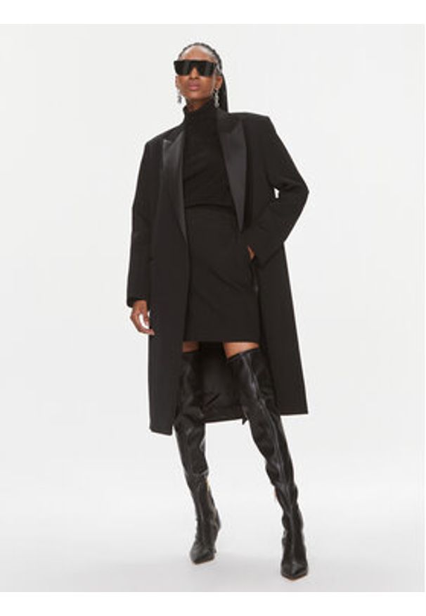 Calvin Klein Płaszcz wełniany K20K205970 Czarny Regular Fit. Kolor: czarny. Materiał: syntetyk, wełna