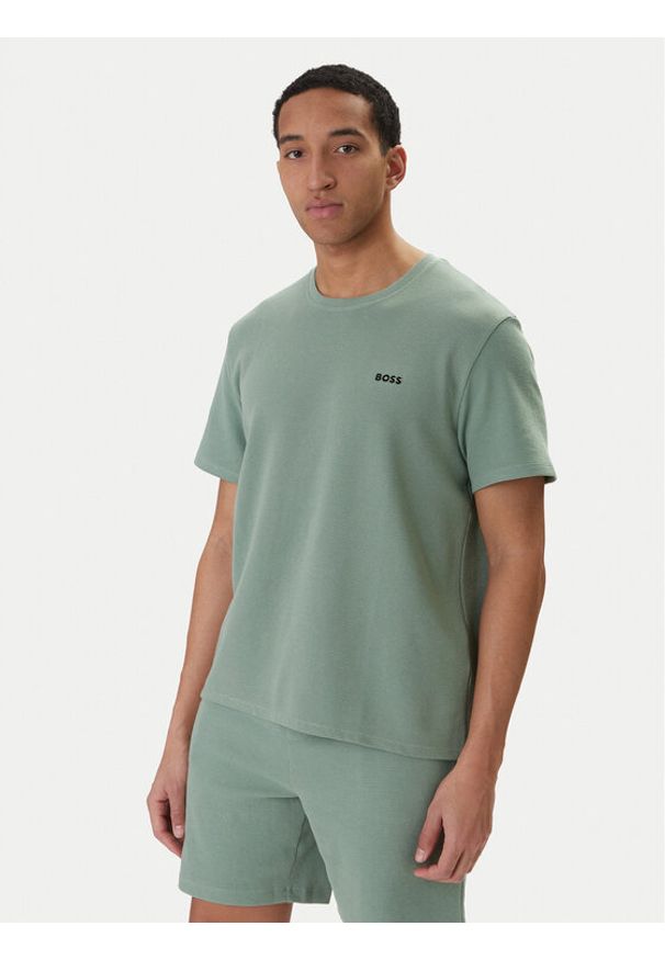 BOSS T-Shirt Waffle 50535891 Zielony Regular Fit. Kolor: zielony. Materiał: syntetyk, bawełna