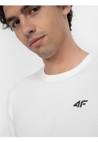 4f - 4F T-shirt regular gładki męski XL. Kolor: biały. Materiał: dzianina, bawełna. Wzór: gładki