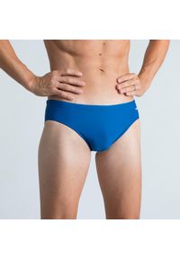 NABAIJI - Slipki pływackie męskie Nabaiji 100 Basic. Kolor: biały, wielokolorowy, niebieski. Materiał: materiał, poliester, elastan
