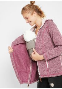 Bluza rozpinana z polaru, ciążowa z wstawką na nosidełko bonprix jeżynowo-matowy jasnoróżowy melanż. Kolekcja: moda ciążowa. Kolor: fioletowy. Materiał: polar. Wzór: melanż #5