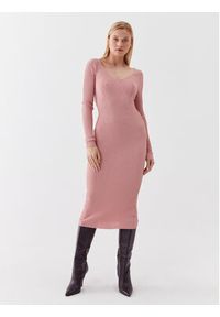 Guess Sukienka dzianinowa W3YK21 Z2U00 Różowy Slim Fit. Kolor: różowy. Materiał: wiskoza