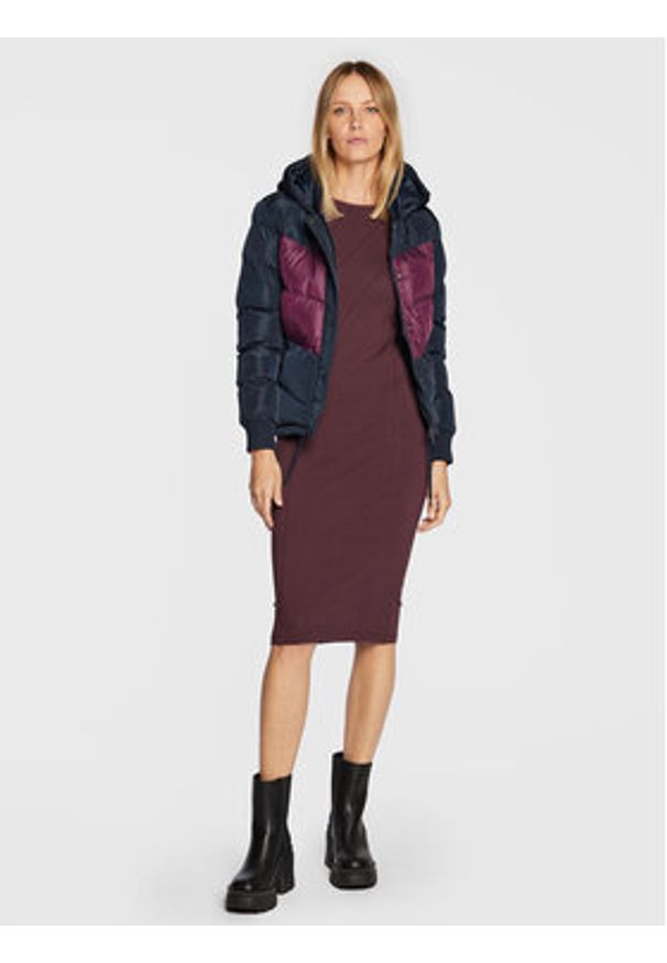 Brave Soul Sukienka codzienna LDRJ-149ELLA Fioletowy Slim Fit. Okazja: na co dzień. Kolor: fioletowy. Materiał: bawełna. Typ sukienki: proste. Styl: casual