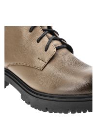 Beżowe Botki Lemar Damskie Eleganckie Obuwie. Kolor: beżowy. Materiał: skóra. Szerokość cholewki: normalna. Styl: elegancki #5