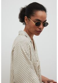 Marsala - Krótka koszula w paski w kolorze LIGHT BEIGE - TALA. Materiał: tkanina, dzianina, nylon, wiskoza. Długość rękawa: krótki rękaw. Długość: krótkie. Wzór: paski. Sezon: lato. Styl: wakacyjny, klasyczny #1