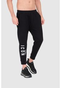 DSQUARED2 Czarne długie spodnie dresowe męskie z białym logo icon, Rozmiar XL. Kolor: czarny. Materiał: dresówka, bawełna #4