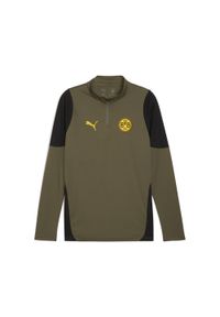 Puma - Męska bluza treningowa Borussia Dortmund z zamkiem 1/4 PUMA. Kolor: czarny, zielony, wielokolorowy. Sport: piłka nożna