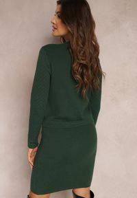 Renee - Zielony 2-częściowy Komplet Dzianinowy z Sukienką i Kardiganem Samidofa. Kolor: zielony. Materiał: dzianina #5
