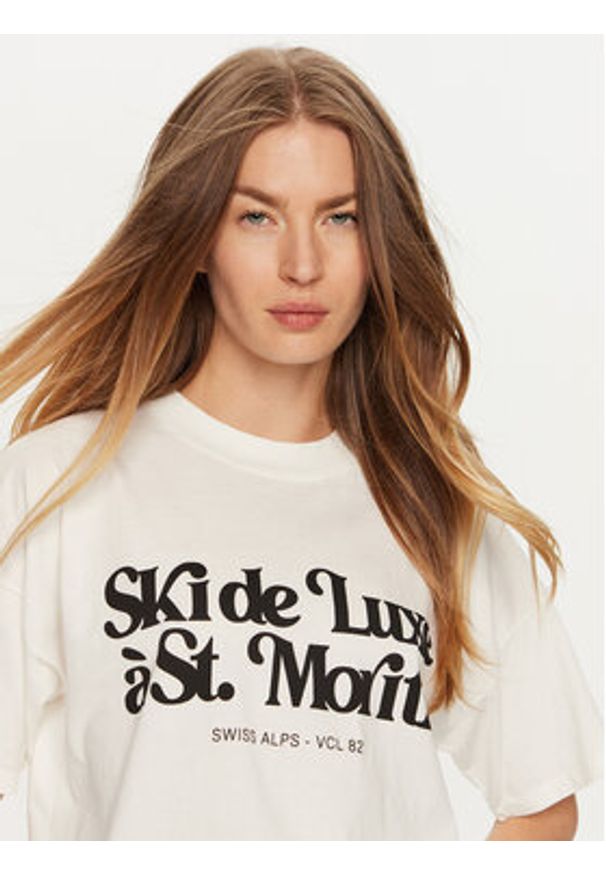ViCOLO T-Shirt RS0052 Écru Regular Fit. Materiał: bawełna