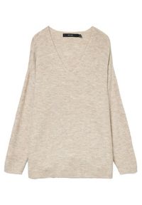 Vero Moda Sweter Crewlefile 10233357 Beżowy Loose Fit. Kolor: beżowy. Materiał: syntetyk #2